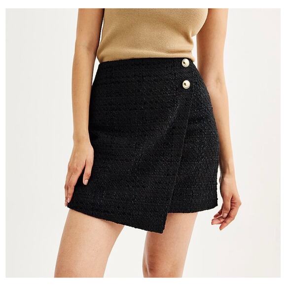 Nine West Tweed Wrap Mini Skirt XL NWT Old Money Preppy Gossip Girl - Picture 1 of 8
